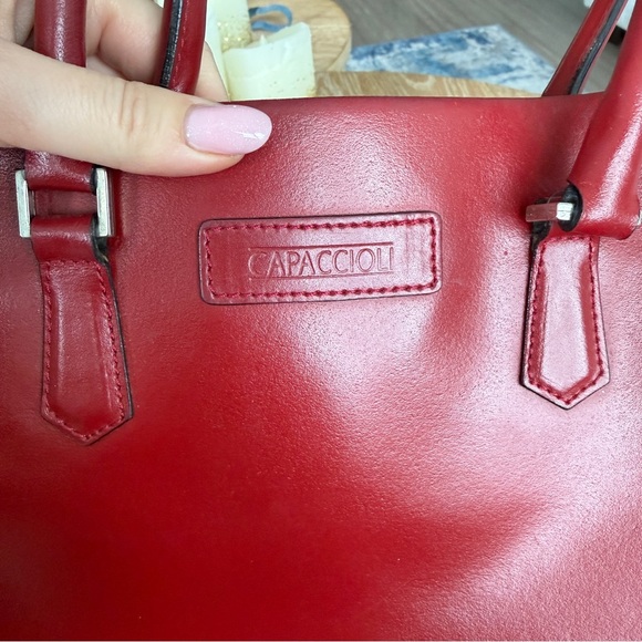 Capaccio Red Genuine Leather Crossbody Shoulder Bag Made in Italy - Picture 4 of 8